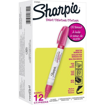 Sharpie Paint Marker, Oil-Based, Medium Point, 12/DZ, Pink PK SAN2107621